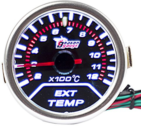 E Support 2 52mm Jauge de Température des Gaz d'échappement Universelle pour Voiture Fumé Teinte Len Température Gaz Gauge LED Lumière Indicateur Instrument