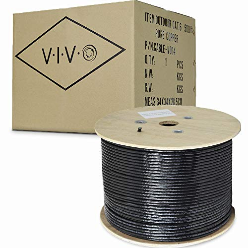 VIVO Black 152m Bulk Cat6, Full Copper Ethernet Cable, 23 AWG, Cat-6 Wire, Waterproof, Outdoor, Direct Burial (CABLE-V014)