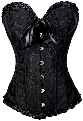 Kelvry Women's Plus Size Sexy Bridal Lingerie Bustier Corset Top with G-String - High Back, Satin, Adjustable, Boned, UK6-24''-25'' to UK24-40''-41''