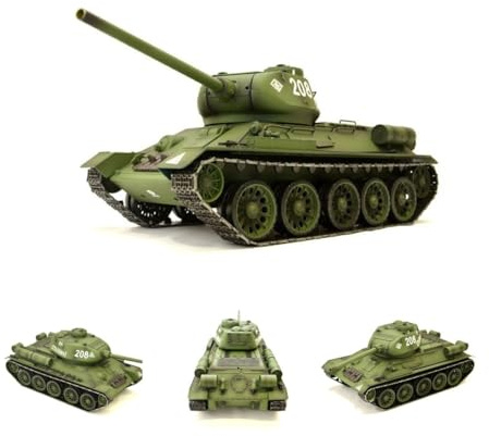 ES-TOYS fjärrstyrd pansarvagn rysk T-34/85 1:16 Heng Long -rök & ljud + stålväxellåda och 2,4 Ghz – V7.0