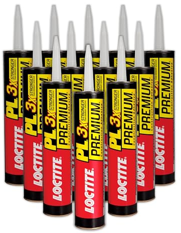 Loctite PL Premium Polyurethane Construction Adhesive, 10 fl oz Cartridge, 12 Pack - Versatile Construction Glue for Wood, Concrete, Stone, Metal & More