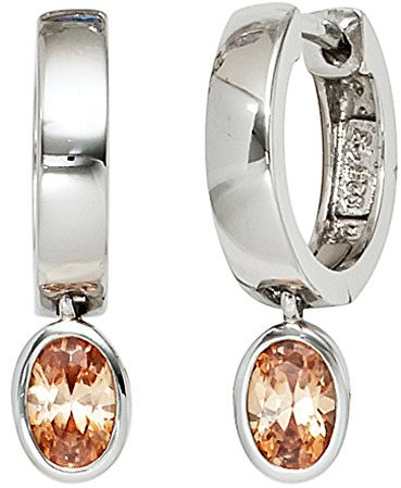 Jobo Damen-Creolen aus 925 Sterling Silber mit Zirkonia champagner