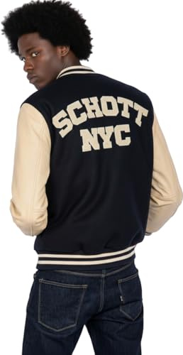Blouson Teddy homme Schott Ref 58527 Marine Beige - 2XL