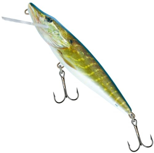 Salmo Pike Wobbler Hecht, Salmo Farben:Real Pike, Länge/Gewicht/Laufverhalten/Tauchtiefe:11cm / 15g / schwimmend / 0.5-1.0m