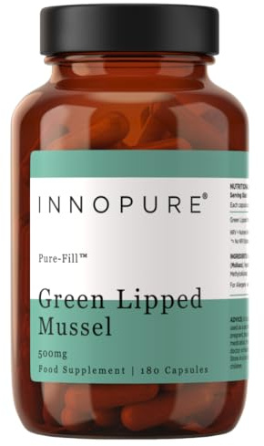 INNOPURE Green Lipped Mussel, 500mg from Pure New Zealand Waters CO₂ Extracted for Maximum Lipid Content, (No Fillers or Binders), Pure-Fill Supplement, 180 Capsules.