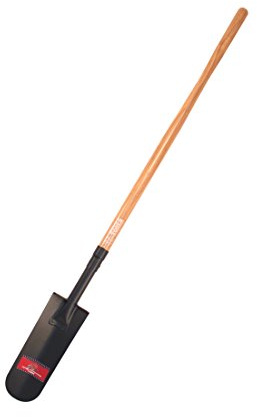 Bully Tools Drain Spade Shovel – Heavy Duty 12-Gauge with Long Hardwood Handle for Digging, Trench Work, Garden Tasks, Shovels for Gardening and Soil Cutting, Durable Digging Shovel Design, 58-Inch