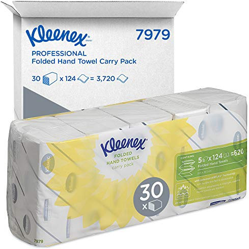 Kleenex Ultra Handtücher mit Interfold-Faltung 7979 – 30 Packungen mit je 124 weißen, 2-lagigen Tüchern