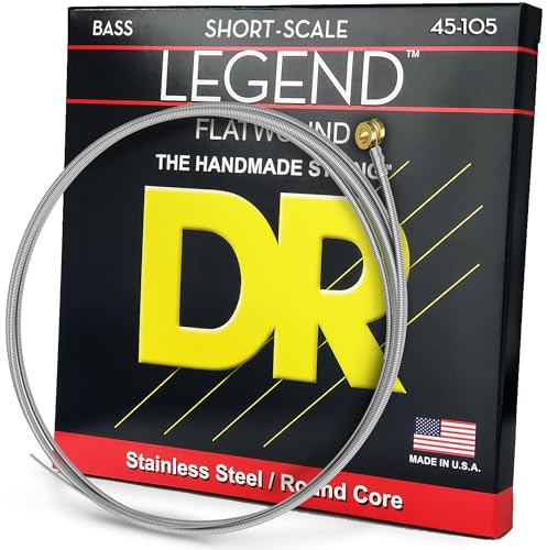 DR Strings Legend Polished Flatwound Stainless Steel Bass Strings - .045-.105 Medium, Short Scale