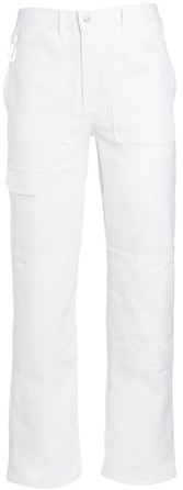 ProDec Pantaloni da imbianchino bianchi per uomini e donne, pantaloni da lavoro in 100% cotone, tuta da pittore per uomini e donne, pantalone da imbianchino, pantalone da decoratore, vita 46