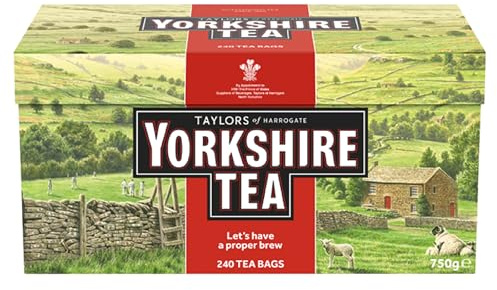 Yorkshire Tea - Uppfriskande, Kraftigt Svart Te - Äkta Engelskt Blandning, Omsorgsfullt Blandat för Enhetlig och Fyllig Smak - 240 Tepåsar