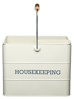 KitchenCraft Living Nostalgia Metall-Reinigungsbehälter, Putzmittel Aufbewahrung / Spülutensilien Aufbewahrung, Putzmittel Organizer im Vintage-Stil mit Griff, 33 x 21 x 26 cm – French Grau