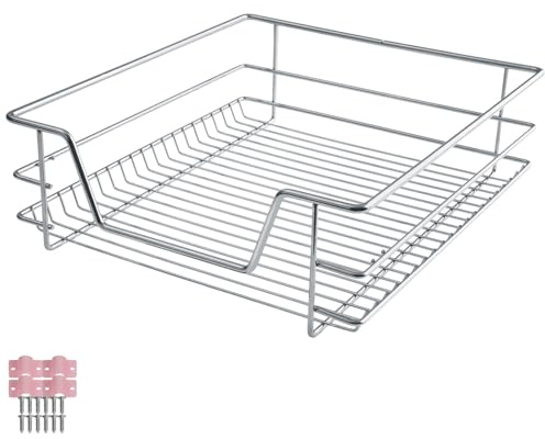 tectake® Teleskopschublade, ausziehbare Schublade, Teleskopregal nachrüsten, Schublade Unterschrank Küche, Regal Küche, Schubladen Organizer Büro, Badezimmerunterschrank, bis 25 kg - passend für 50cm