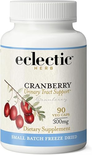 Eclectic Herb - Premium Freeze Dried Cranberry Capsules | Urinary Tract Support | Cranberry Supplement for Urinary Tract Health | US-Grown, Organic, Non-GMO, Gluten Free, Vegan (90 CT | 300 mg)