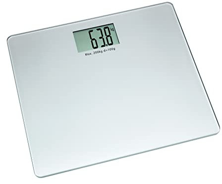TFA Dostmann Pèse-personne numérique XXL BIG STEP, 50.1010.54, en verre, jusqu'à 200kg, design extra-plat, large marche, argenté