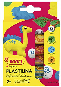 Jovi Plastilin, leicht formbare Modelliermasse für Kinder ab 2 Jahren, 6 Farben je 15g