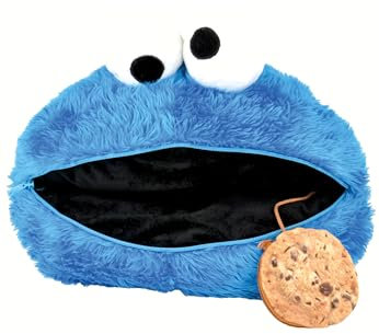 United Labels Sesamstraße Kissen, Kopfkissen Krümelmonster 45x32x17 cm, Blau, Plüsch Sofakissen mit Reißverschluss, Dekokissen für Fans