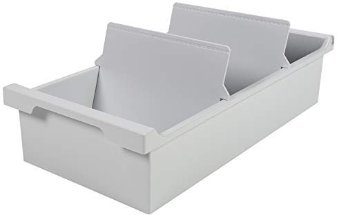 Exacompta 52240D Karteikassette Karteitrog DIN A6 quer. Aus Recycling-Kunststoff mit 2 Trennplatten für bis zu 1200 Karteikarten lichtgrau Blauer Engel Karteikasten