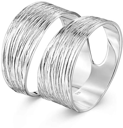 MATERIA 925 Sterling Silber Wickel Ring - Silber Band Ring breit mattiert inkl. Schmuckbox #SR-73, Ringgrößen:60 (19.1 mm Ø)