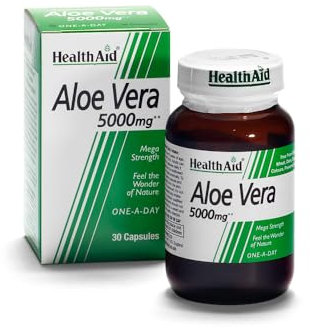 HealthAid Aloe Vera 5000mg - 30 Capsule Senza Glutine e Senza Lattosio