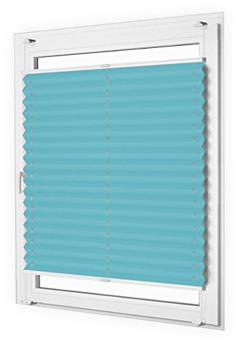 Sun World Plissee nach Maß, Klemmfix, ohne Bohren, deutsche Wertarbeit, 25 Farben (Farbe: Türkis, Höhe: 101-110cm, Breite: 81-90cm)