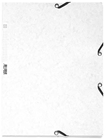 Exacompta - Réf. 55506E - Carton de 25 chemises à élastiques - pochettes 3 rabats - en carte lustrée 400 g/m2 - dimensions 24 x 32 cm pour documents au format A4 - couleur blanc