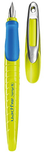 Herlitz 10999779 Schulfüllhalter (inkl. Patrone) lemon/blau (Für Rechtshänder)