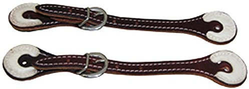 HILASON Burgundy Leather Spur Straps 1 Ply Stitched Skirt Rawhide Trim