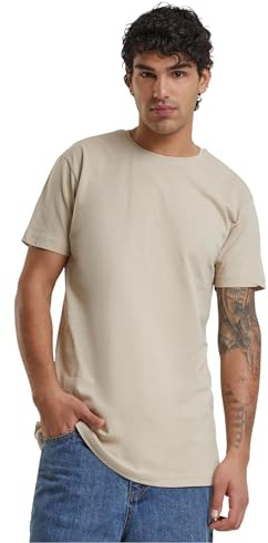 Urban Classics Herren Shaped Long Tee T-Shirt, Elfenbein (sand), L