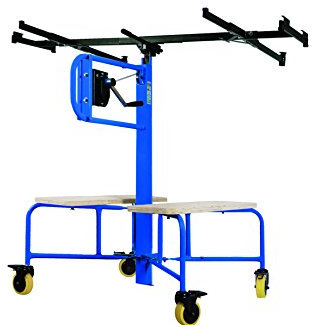 AUSONIA - 48464 PLATTENHEBER MIT RATSCHE UND 4 RÄDERN, mechanisches Gerät, mit dem eine Person alleine Gipsplatten an Decken.360-Grad-Winkel mit 6 Verschlussflügeln