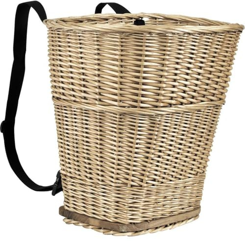 AUBRY GASPARD - Hotte en Osier avec Sangles Réglables - Osier Vieilli - Fond Bois - 47 x 38 x 47 cm - Polyvalente Cueillette, Panier-Bûches, Cadeaux - Naturelle, Résistante - Livrée Montée