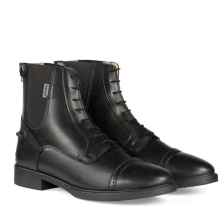 HORZE Kilkenny Kids' Unisex Equestrian Synthetic Leather Zip-Up Schooling Paddock Boots - Black - 3