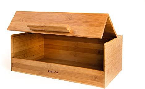 Excelsa Eco Living Portapane in Bambù con Coperchio A Ribalta, 36 x 23 x H 14 cm