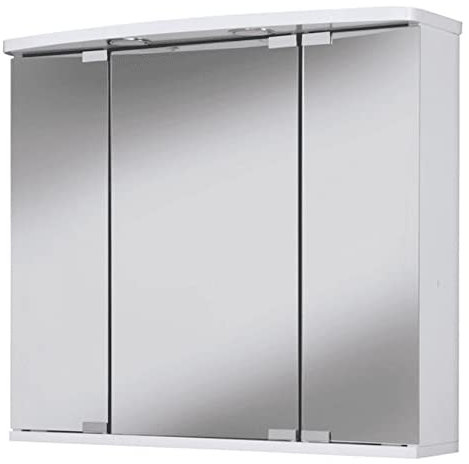 Jokey Spiegelschrank Doro mit LED Beleuchtung, Badezimmer Spiegelschrank aus MDF, inkl. Steckdose | Weiß