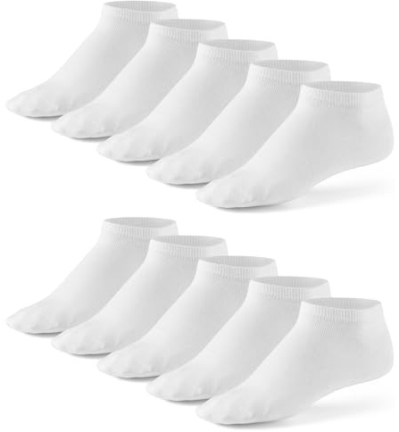 Mat & Vic’s Calzini Sneaker sportivi corti unisex, OEKO-TEX, 10 paia, bianco, EU 43-46 (UK 9-11)