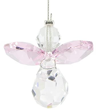 Tierra Zen Ángel de la Guarda Octubre, Cuarzo Rosa- Cristal para colgar- Atrapasoles
