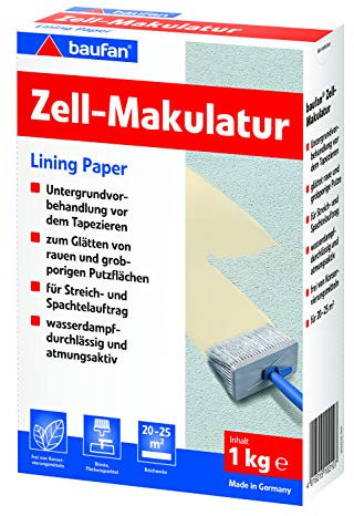 Baufan Zell Makulatur zum Glätten von rauen Putzflächen - 1kg I Wasserdampfdurchlässige, atmungsaktive Grundierung frei von Konservierungsmitteln
