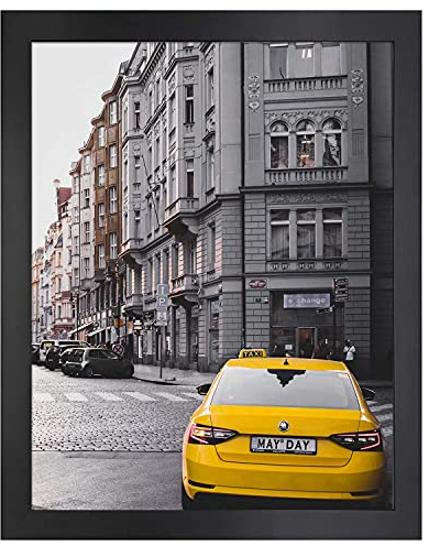 Golden State Art 16x20 Wood Picture Frame with Real Glass and 1.25'' Wide (Black)
