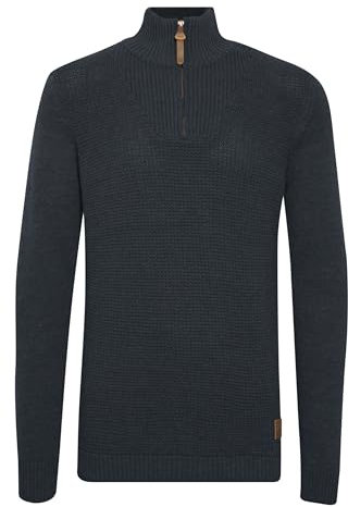 !Solid SDTommy Herren Strickpullover Troyer Feinstrick Pullover mit Troyerkragen Rippbündchen Baumwollmischung Regular fit, Größe:L, Farbe:Insignia Blue Melange (8991)