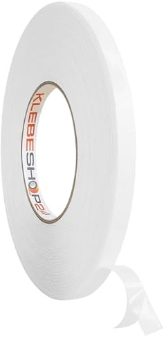 KLEBESHOP24 Doppelseitiges Klebeband - transparent & dünn - extra stark - hitze- & UV-beständig - für Montage, Heimwerk, DIY / 9 mm x 50 m