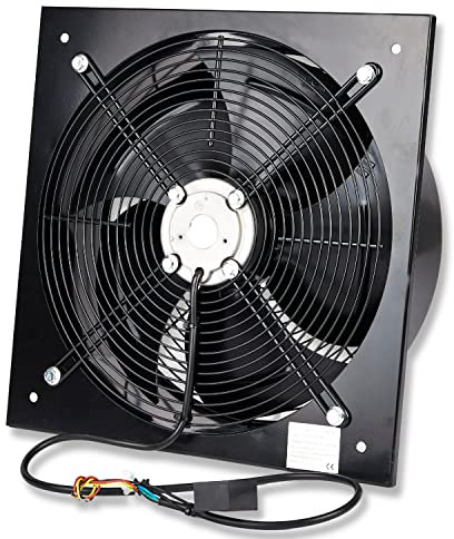 Industrial Extractor Axial Exhaust Ventilation Commercial Air Blower Fan 300mm / 12 Inches (4 Pole) 3505m3/h Black (Heavy Duty Metal Without Speed Control Regulator)