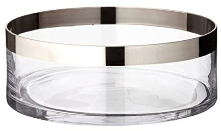 EDZARD Schale Grit (Durchmesser 25 cm, Höhe 9 cm) mundgeblasenes Kristallglas mit Platinrand, Dekoschale, Obstschale