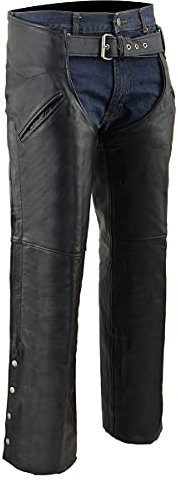 Milwaukee Leather Chaps für Herren mit Schlitztasche aus schwarzem Leder, Thermofutter, für Motorradfahrer, SH1103-2XL
