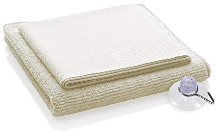 E-Cloth Shower Cleaning Kit, Microfibre Shower Cleaner, Streak-free Shine on Showers, Bathtubs, and Sink Washable and Reusable 100 Wash Promise, Ivory, 2 Cloth Set