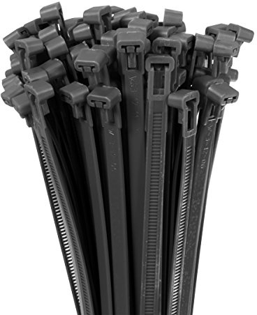 Proteco-Werkzeug 100 St. Profi Kabelbinder 200 300 400 lösbar wiederverwendbar schwarz UV stabil Größe 4 8 x 200 mm
