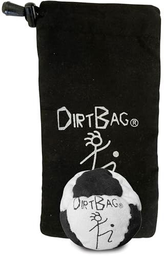 DIRTBAG Classic Footbag with Pouch, Flying Clipper Original with Signature Carry Bag - White/Black.