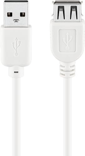 Goobay 96198 Câble Rallonge de Recharge USB 2.0 Hi-Speed, Blanc, 1.8m Longueur