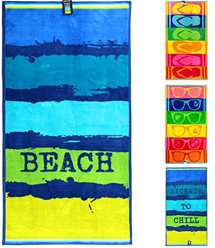 jilda-tex Strandtuch 90x180 cm Badetuch Strandlaken Handtuch 100% Baumwolle Velours Frottier Pflegeleicht (Painted Beach)