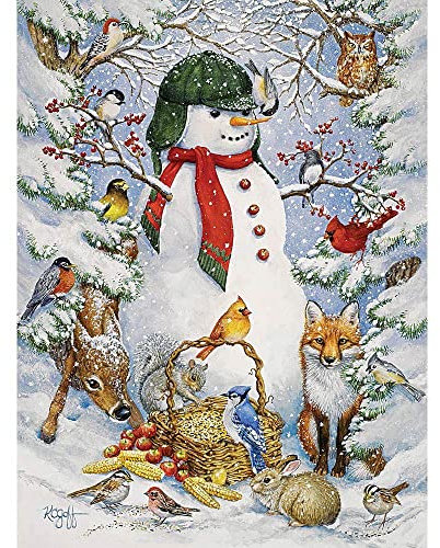 Bits and Pieces - Woodland Snowman - 500 Piece Jigsaw Puzzle for Adults - by Artist Kathy Goff - 500 pc Jigsaw
