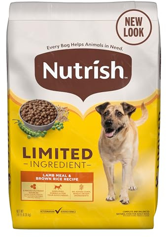 Nutrish Limited Ingredient Lamb Meal & Brown Rice Recipe Dry Dog Food, 14 lb. Bag, Packaging May Vary (Rachael Ray)