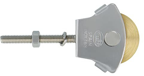 Amig - Puleggia a Vite in Acciaio Inox e Ottone | Rullo Stendibiancheria Silenzioso | Montaggio a Parete Facile | Uso Interno ed Esterno | Rullo 39mm, Argento, M6 x 50mm, Acciaio Inossidabile